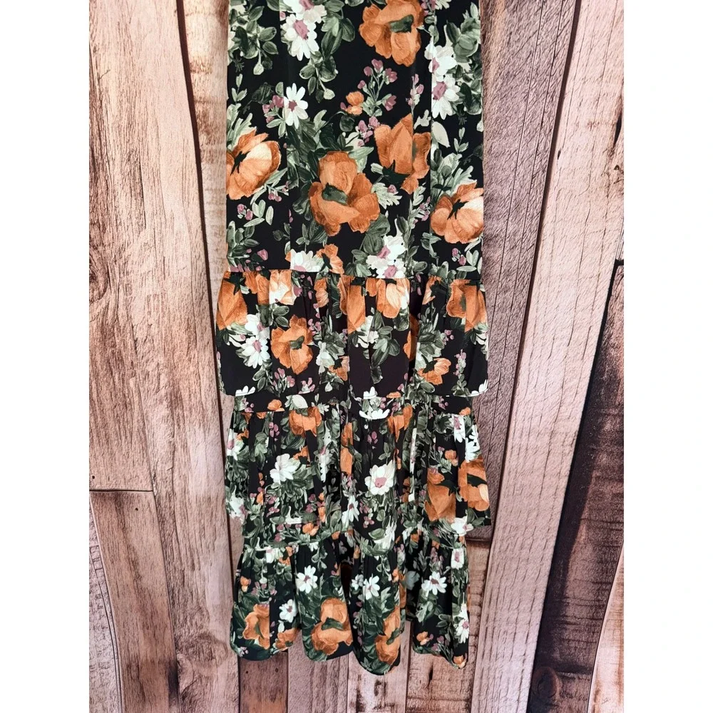Abercrombie & Fitch Dress Floral Tiered Maxi Fall Ruffle Garden Size Small